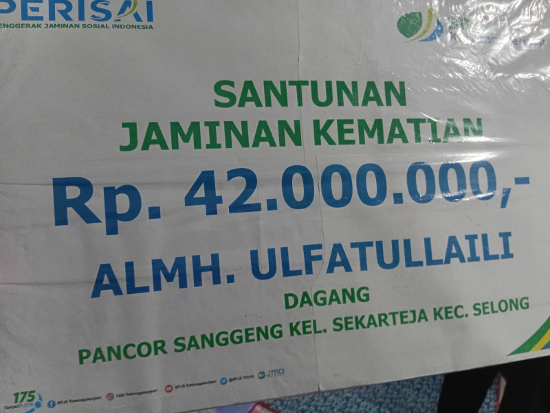 Foto Jumlah Bantuan Yang Diterima Ahli Waris Almarhumah Ulfatullaili dari BPJS Ketenagakerjaan, pada Sabtu (24/1/2026) (Dok. Pribadi)